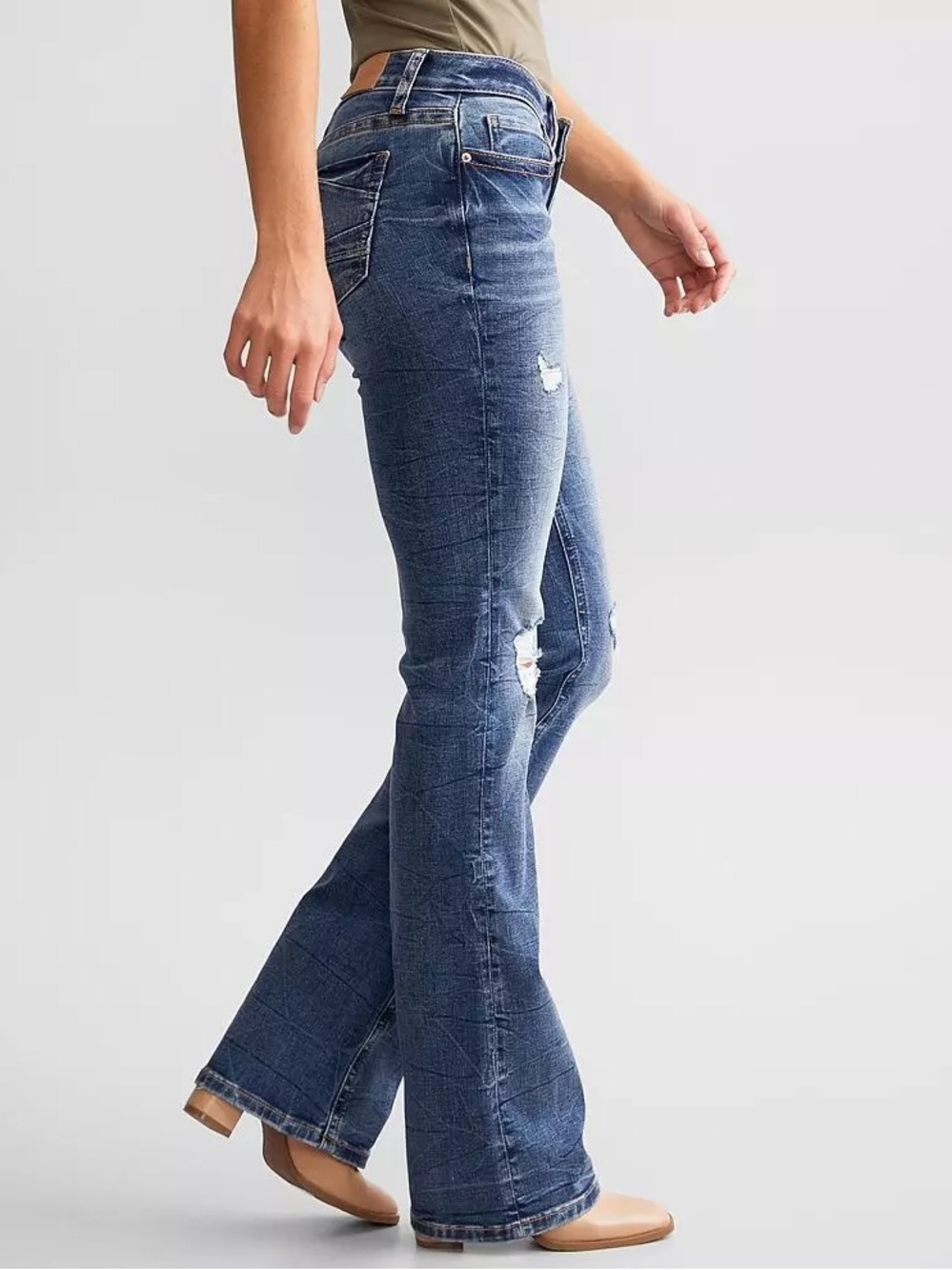 BKE Stella 27x37 Inseam Tall Distressed Medium Wash Low-Rise Bootcut Jeans